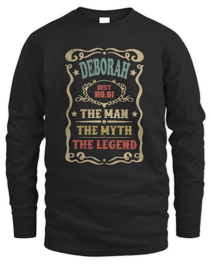 The Man The Myth The Legend Vintage Gold Wine Shirt DEBORAH M1-52 / Men's Long Sleeved T-Shirt / black