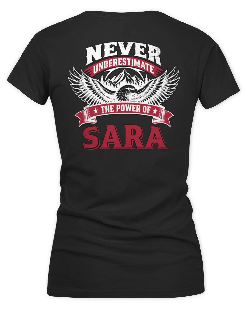 Never Underestimate Your Name Eagle Mountain Shirt SARA M1-61 / Women's V-Neck T-Shirt / black