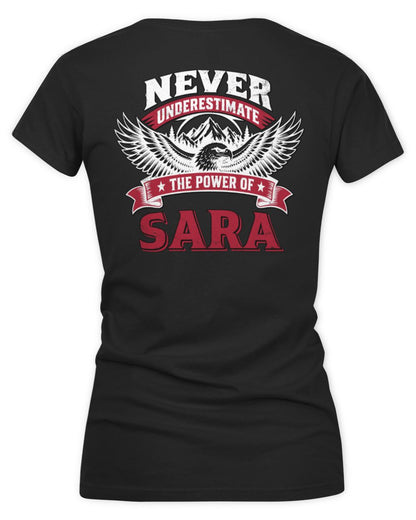 Never Underestimate Your Name Eagle Mountain Shirt SARA M1-61 / Women's V-Neck T-Shirt / black
