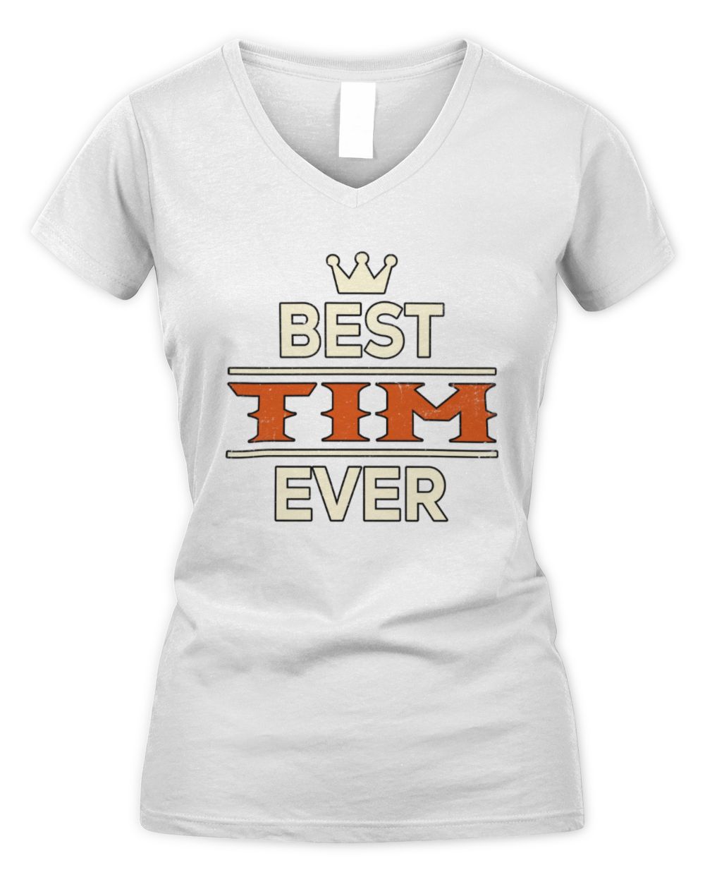 Best Your Name With Crown Shirt TIM M1-59 / Women's V-Neck T-Shirt / white
