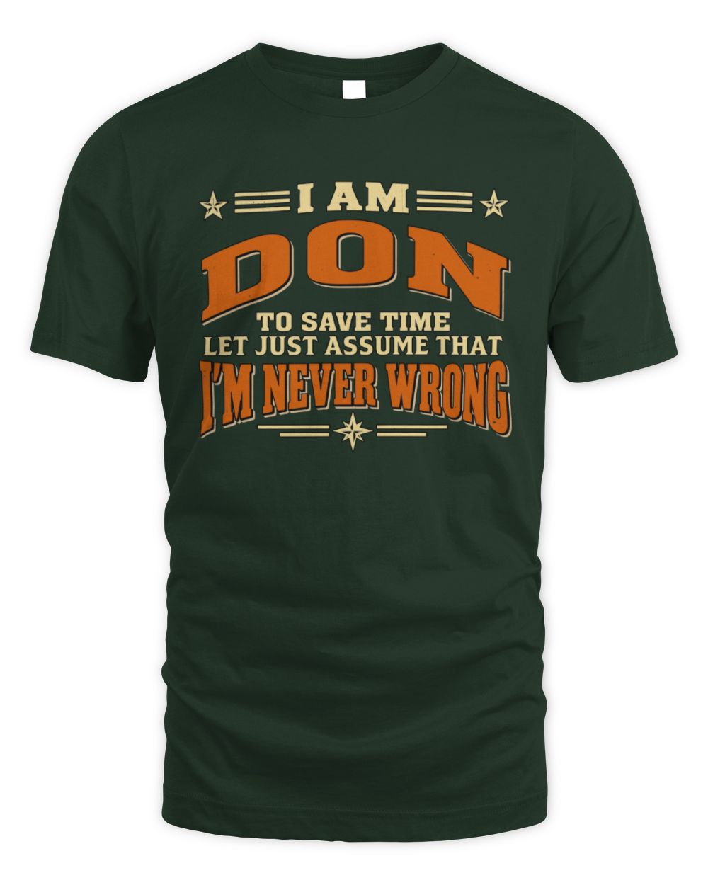 I'm Name Let's Just Assume I'm Never Wrong Retro Shirt DON M1-64 / Unisex Standard T-Shirt / forest green