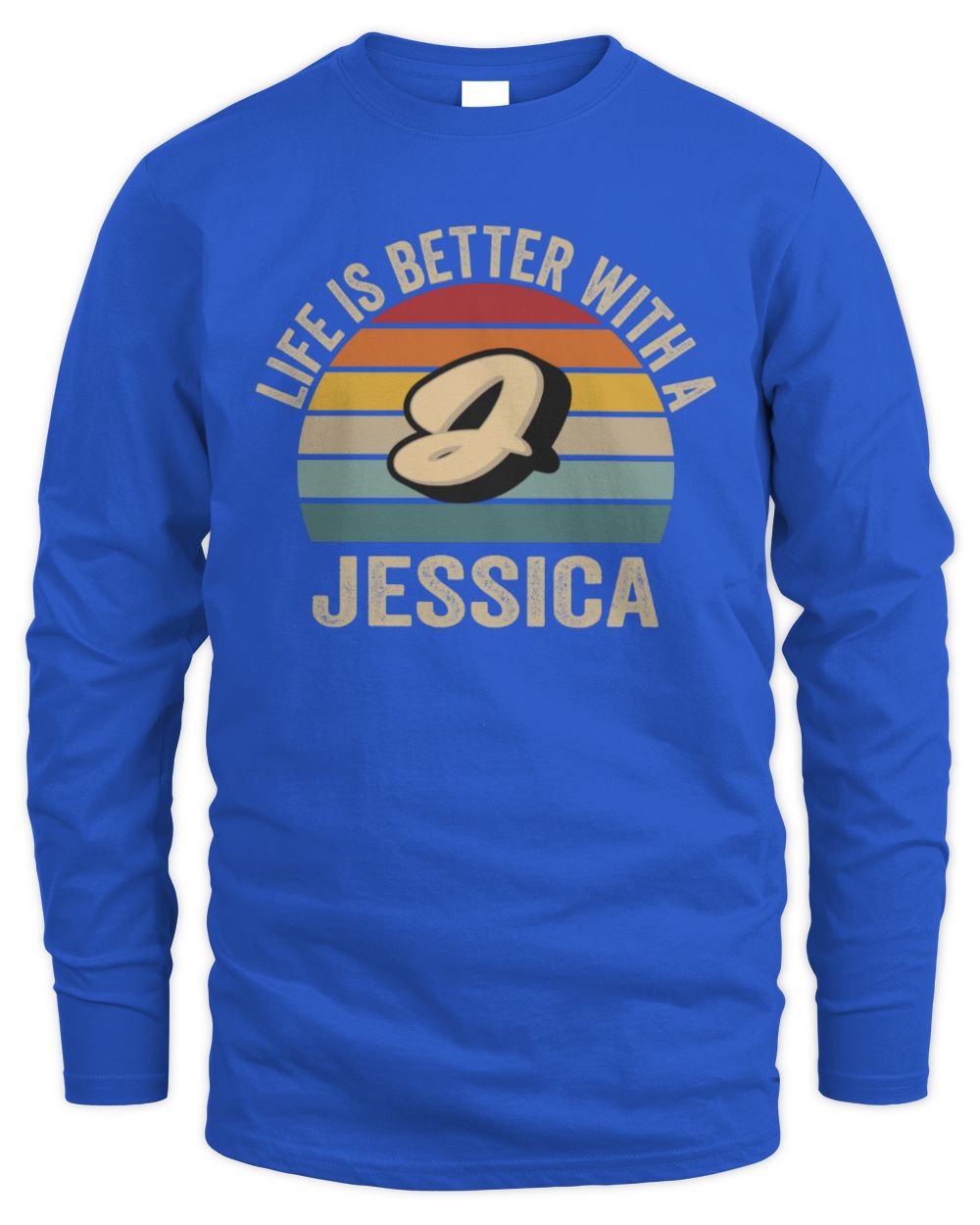 Life Is Better with Name Vintage Sun Shirt JESSICA M1-50 / Men's Long Sleeved T-Shirt / royal