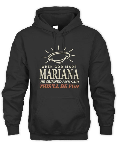 When God Made Your Name Funny Western T-Shirt T-Shirt MARIANA M1-S82 / Unisex Hoodie / black