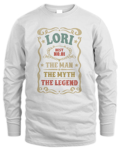 The Man The Myth The Legend Vintage Gold Wine Shirt LORI M1-52 / Men's Long Sleeved T-Shirt / white