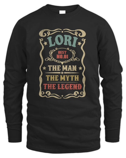 The Man The Myth The Legend Vintage Gold Wine Shirt LORI M1-52 / Men's Long Sleeved T-Shirt / black