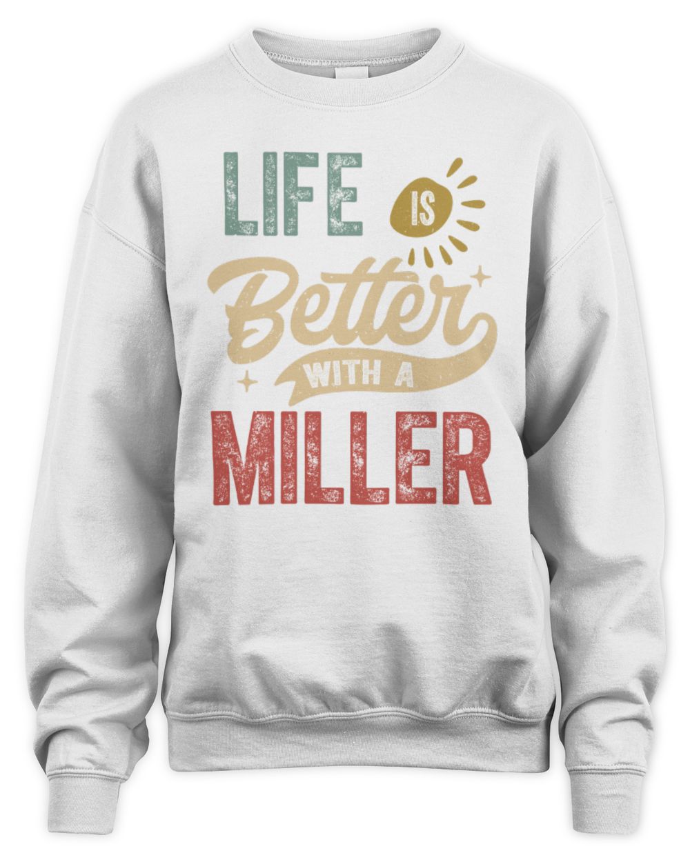 Life Is Better With a Name Personalized Retro T-Shirt MILLER-48 / Unisex Sweatshirt / white