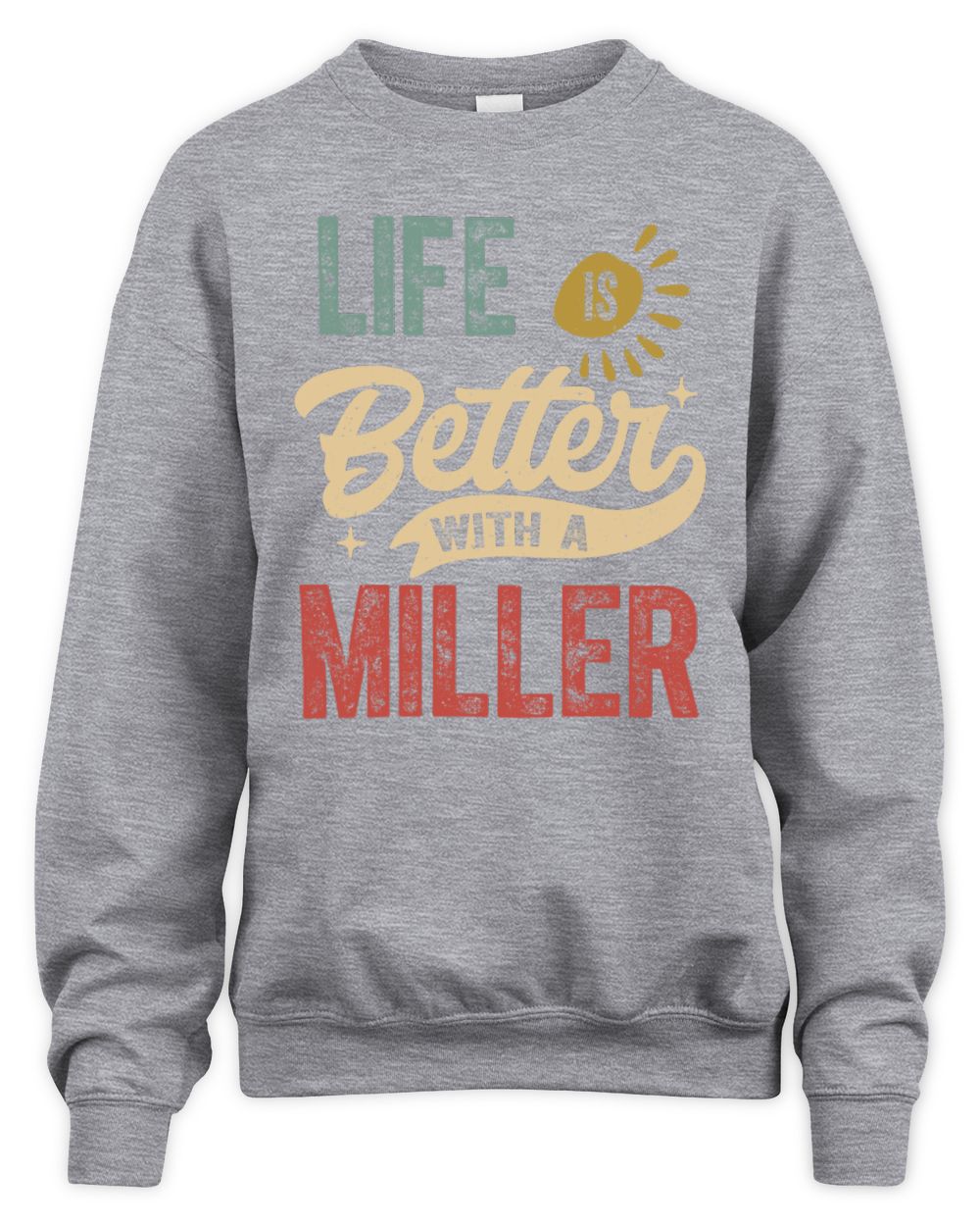 Life Is Better With a Name Personalized Retro T-Shirt MILLER-48 / Unisex Sweatshirt / sport grey
