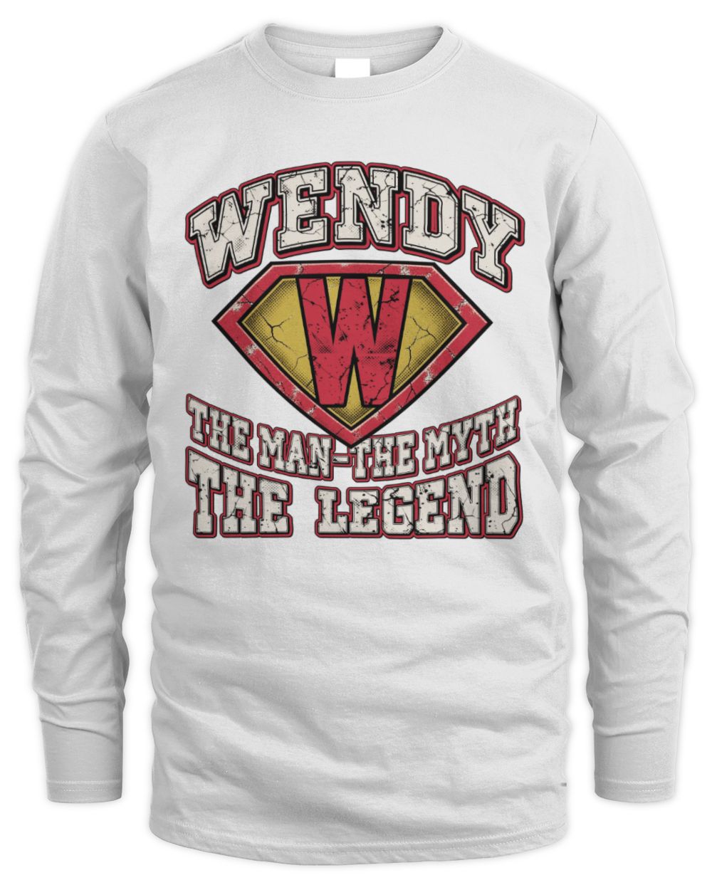 The Man The Myth The Legend Superman Graphic T-Shirt WENDY M1-74 / Men's Long Sleeved T-Shirt / white