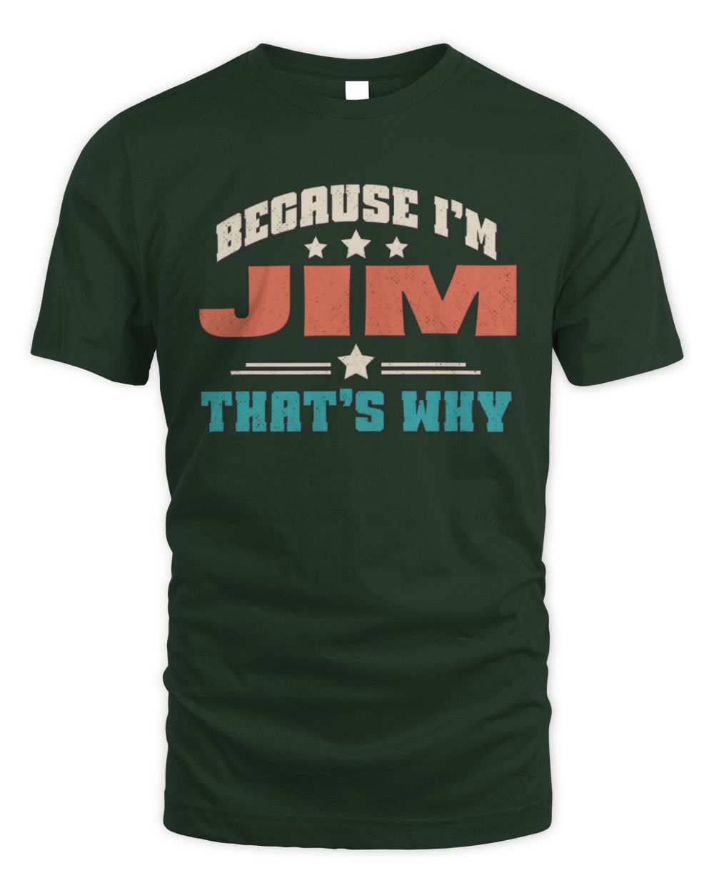 Because I'm Name That's Why Personalized Retro Shirt JIM-49 / Unisex Standard T-Shirt / forest green