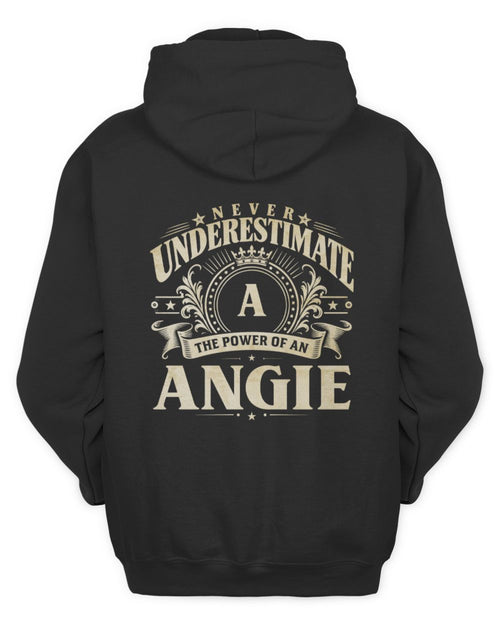 Never Underestimate Your Name Luxury Logo Shirt ANGIE M1-63 / Unisex Hoodie / black