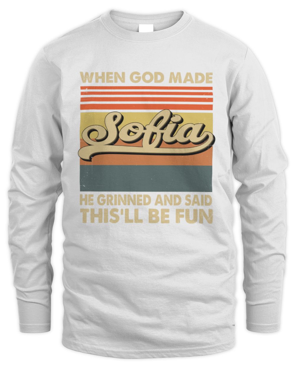 When God Made Your Name He Grinned Vintage T-Shirt SOFIA M1-55 / Men's Long Sleeved T-Shirt / white