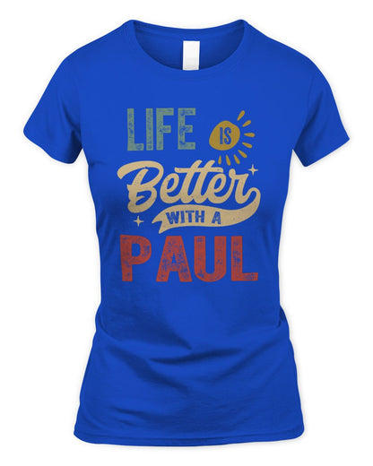 Life Is Better With a Name Personalized Retro T-Shirt PAUL-48 / Women's Standard T-Shirt / royal