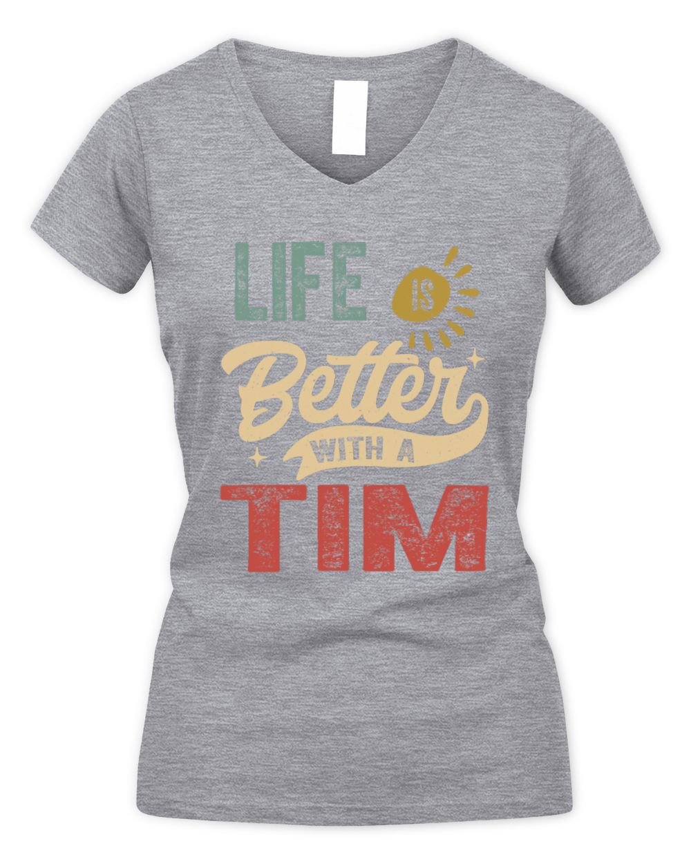 Life Is Better With a Name Personalized Retro T-Shirt TIM-48 / Women's V-Neck T-Shirt / sport grey