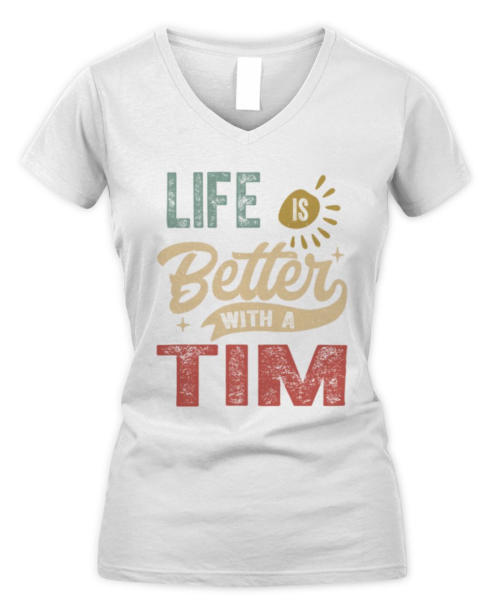 Life Is Better With a Name Personalized Retro T-Shirt TIM-48 / Women's V-Neck T-Shirt / white