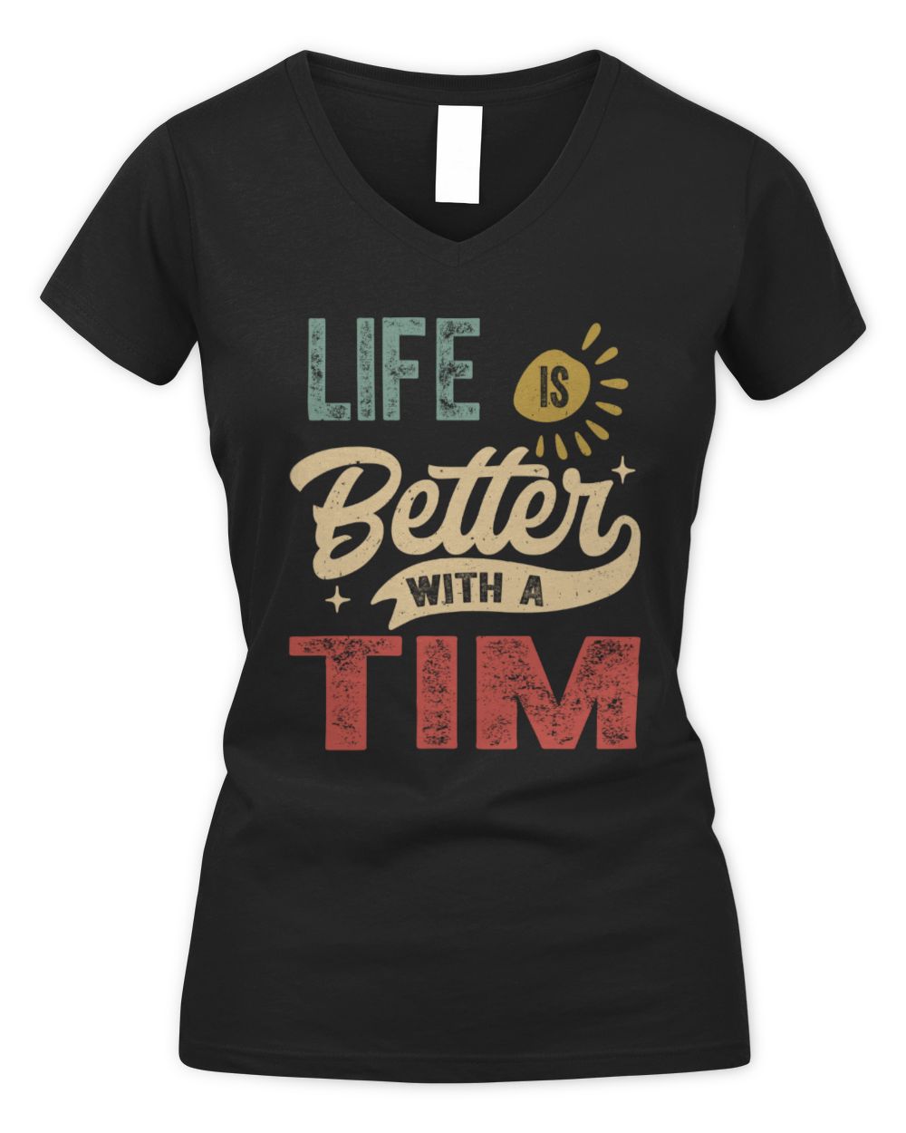 Life Is Better With a Name Personalized Retro T-Shirt TIM-48 / Women's V-Neck T-Shirt / black