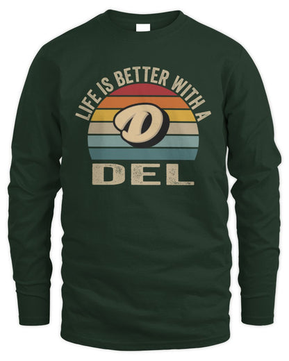 Life Is Better with Name Vintage Sun Shirt DEL M1-50 / Men's Long Sleeved T-Shirt / forest green