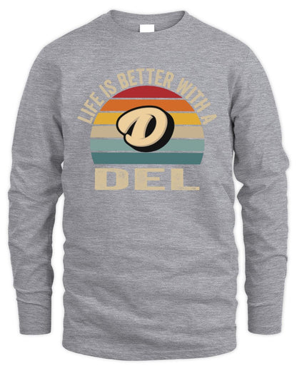 Life Is Better with Name Vintage Sun Shirt DEL M1-50 / Men's Long Sleeved T-Shirt / sport grey