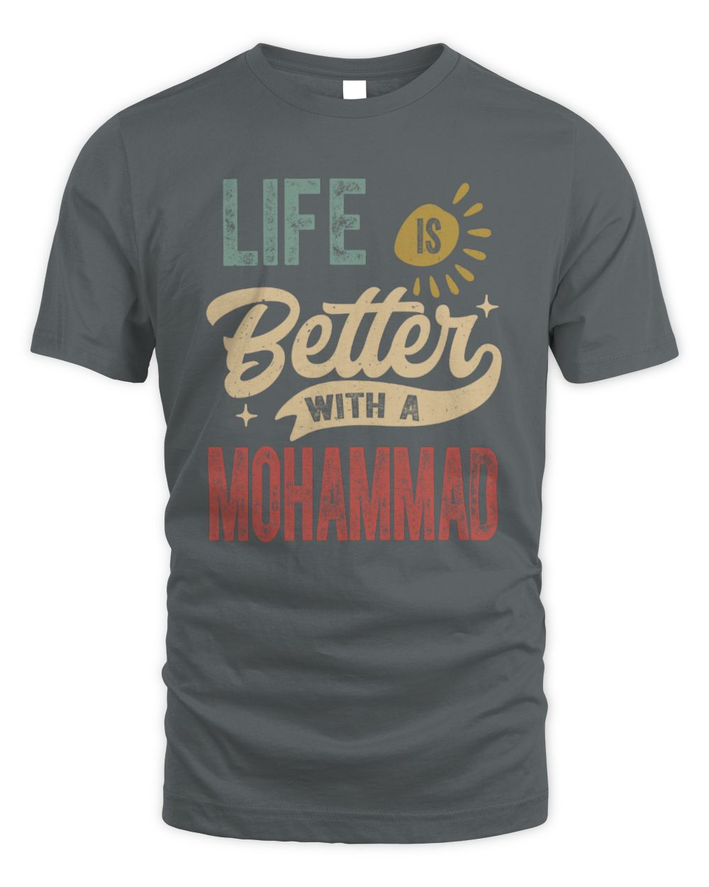 Life Is Better With a Name Personalized Retro T-Shirt MOHAMMAD-48 / Unisex Standard T-Shirt / charcoal