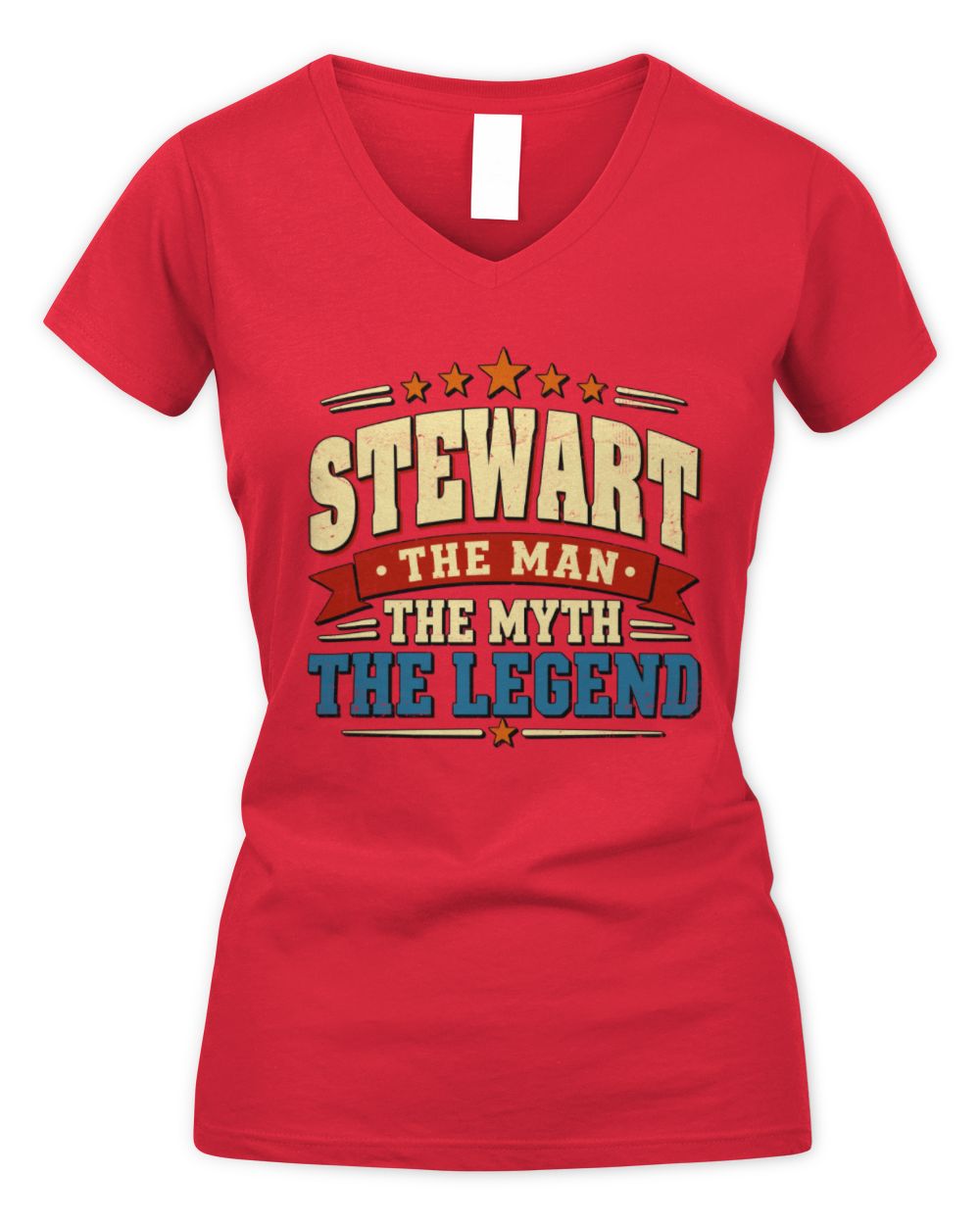 The Man The Myth The Legend Ribbon Vintage T-Shirt STEWART M1-56 / Women's V-Neck T-Shirt / red