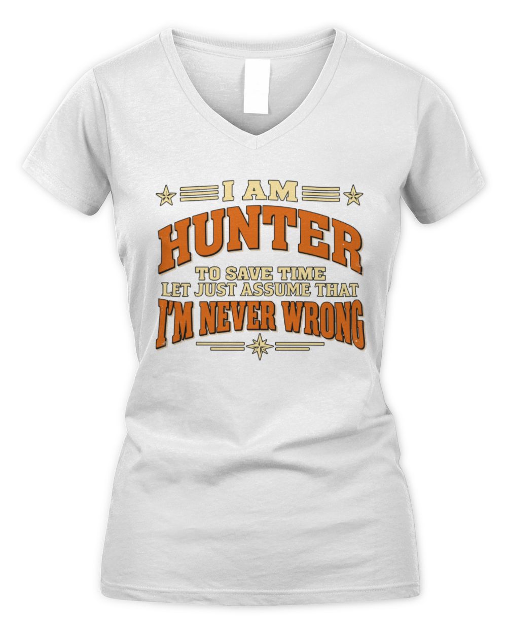 I'm Name Let's Just Assume I'm Never Wrong Retro Shirt HUNTER M1-64 / Women's V-Neck T-Shirt / white