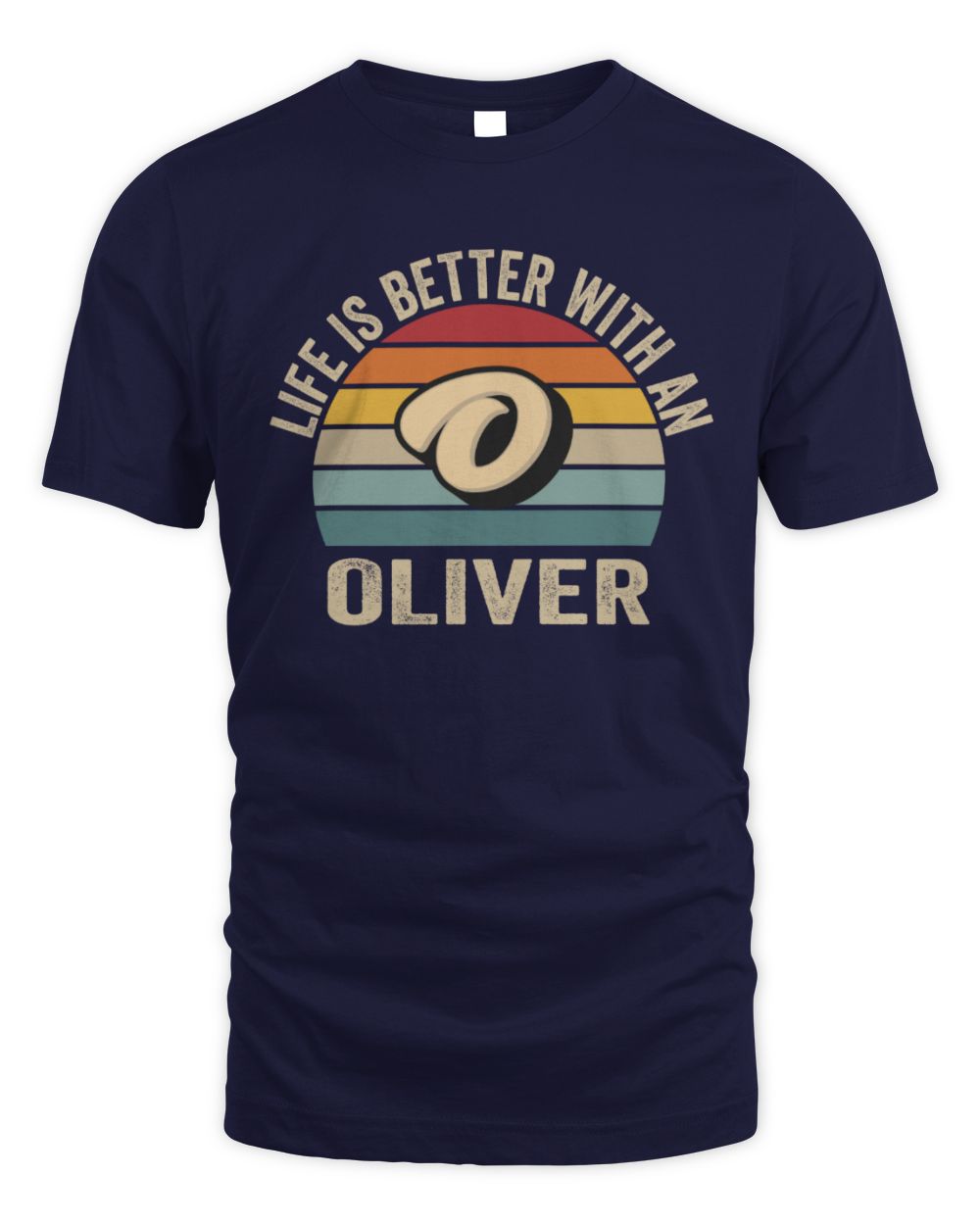 Life Is Better with Name Vintage Sun Shirt OLIVER M1-50 / Unisex Standard T-Shirt / navy