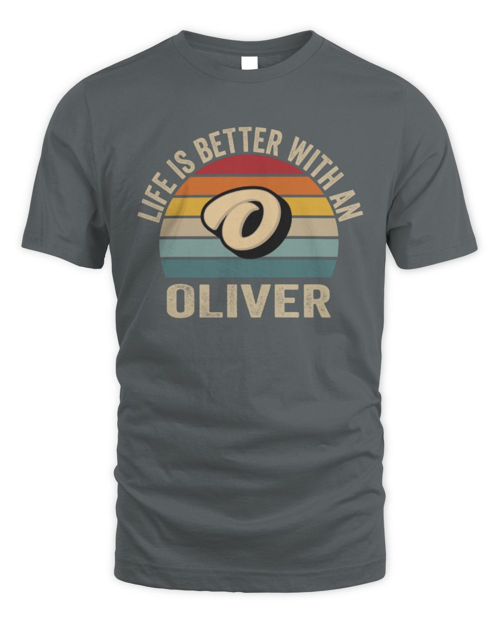 Life Is Better with Name Vintage Sun Shirt OLIVER M1-50 / Unisex Standard T-Shirt / charcoal