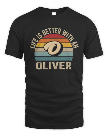 Life Is Better with Name Vintage Sun Shirt OLIVER M1-50 / Unisex Standard T-Shirt / black