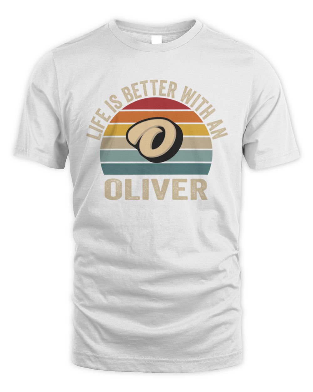 Life Is Better with Name Vintage Sun Shirt OLIVER M1-50 / Unisex Standard T-Shirt / white