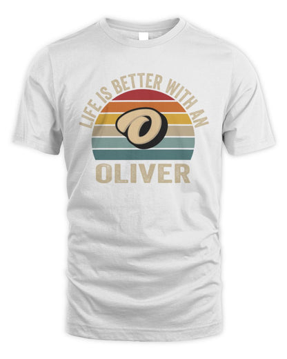 Life Is Better with Name Vintage Sun Shirt OLIVER M1-50 / Unisex Standard T-Shirt / white