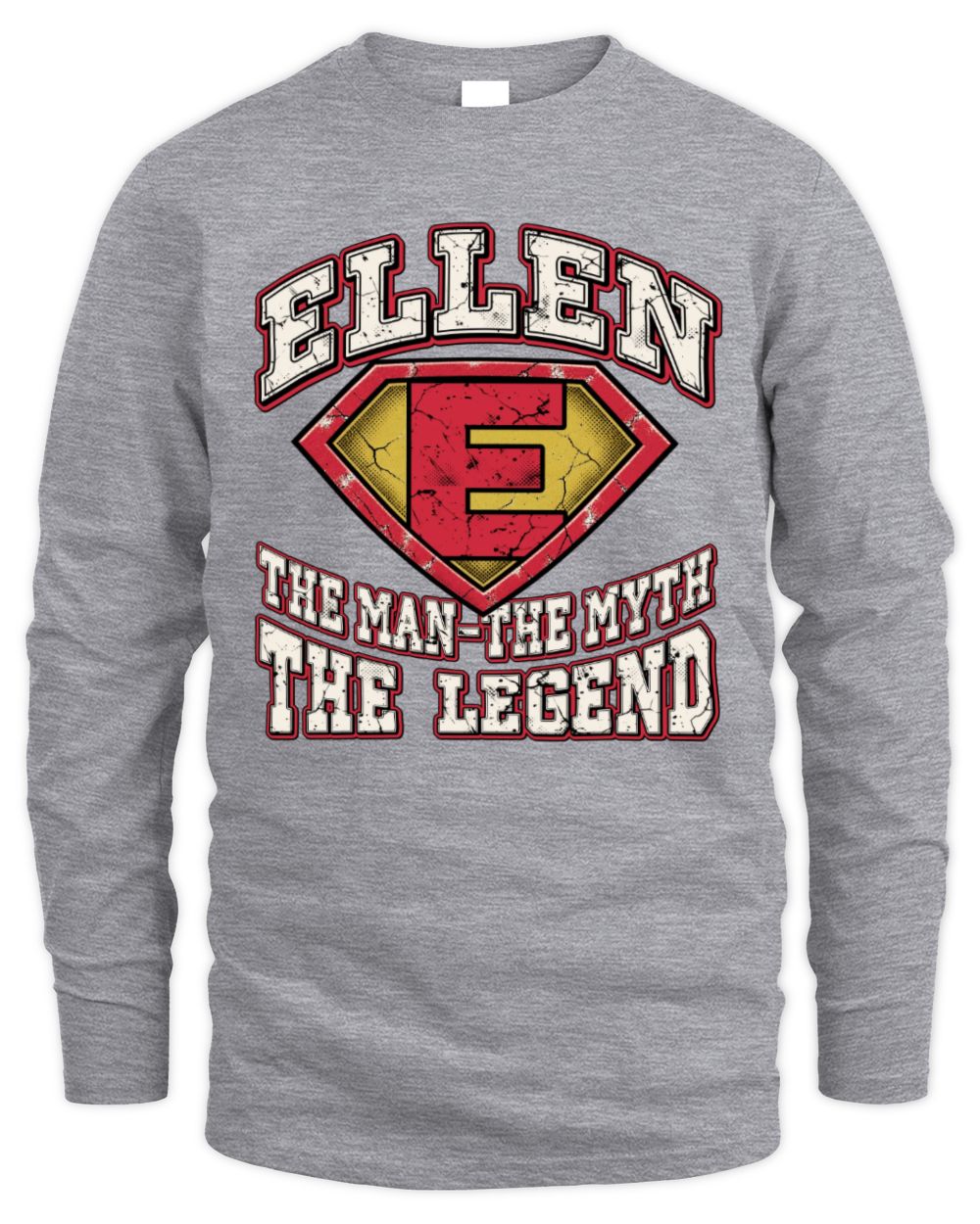 The Man The Myth The Legend Superman Graphic T-Shirt ELLEN M1-74 / Men's Long Sleeved T-Shirt / sport grey