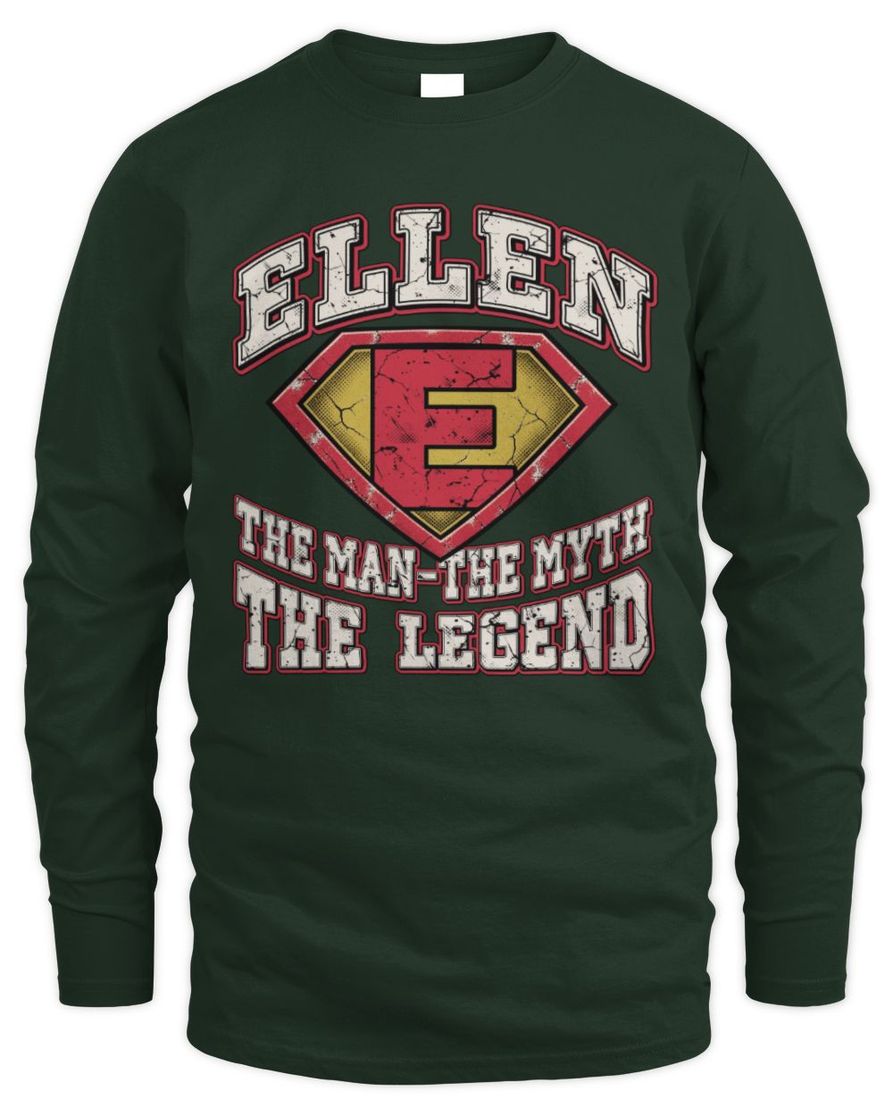 The Man The Myth The Legend Superman Graphic T-Shirt ELLEN M1-74 / Men's Long Sleeved T-Shirt / forest green