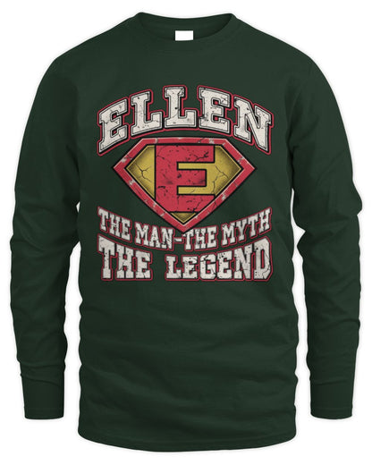 The Man The Myth The Legend Superman Graphic T-Shirt ELLEN M1-74 / Men's Long Sleeved T-Shirt / forest green