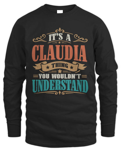 It’s a Name Thing Personalized Retro T-Shirt CLAUDIA M1-47 / Men's Long Sleeved T-Shirt / black