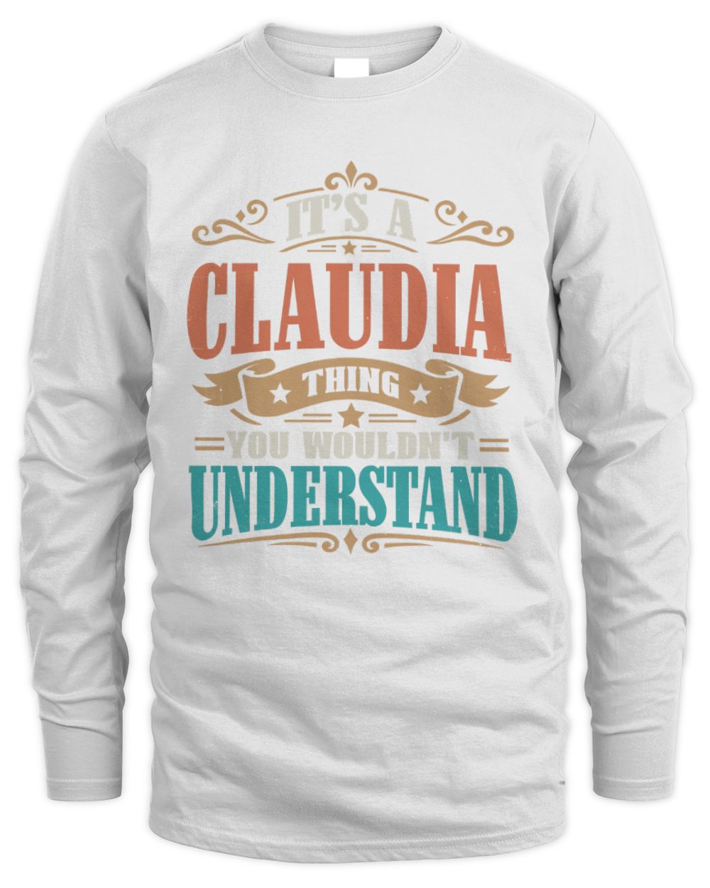 It’s a Name Thing Personalized Retro T-Shirt CLAUDIA M1-47 / Men's Long Sleeved T-Shirt / white