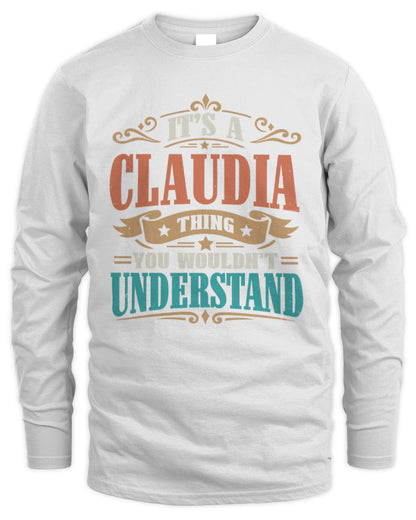 It’s a Name Thing Personalized Retro T-Shirt CLAUDIA M1-47 / Men's Long Sleeved T-Shirt / white