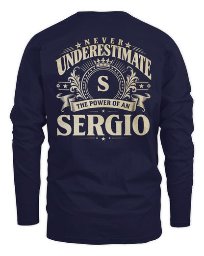 Never Underestimate Your Name Luxury Logo Shirt SERGIO M1-63 / Men's Long Sleeved T-Shirt / navy
