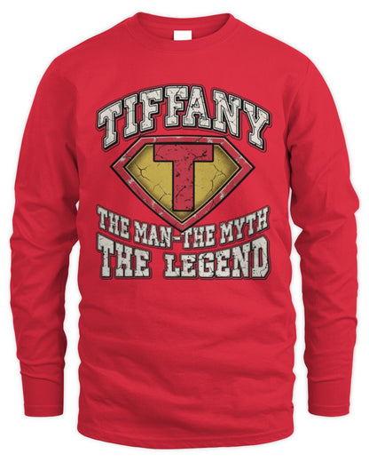 The Man The Myth The Legend Superman Graphic T-Shirt TIFFANY M1-74 / Men's Long Sleeved T-Shirt / red