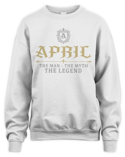 The Man The Myth The Legend Western Shirt APRIL M1-78 / Unisex Sweatshirt / white