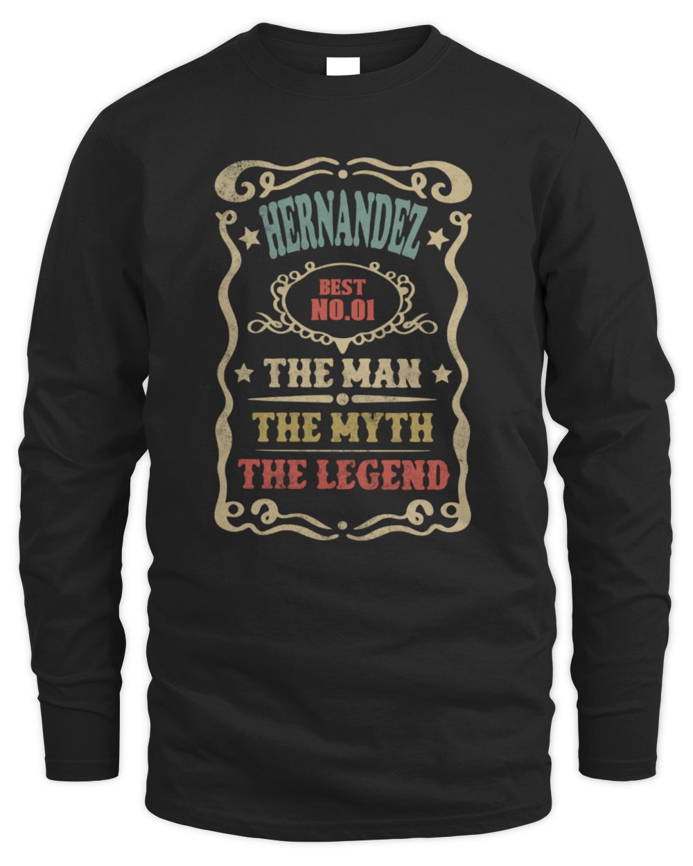 The Man The Myth The Legend Vintage Gold Wine Shirt HERNANDEZ M1-52 / Men's Long Sleeved T-Shirt / black