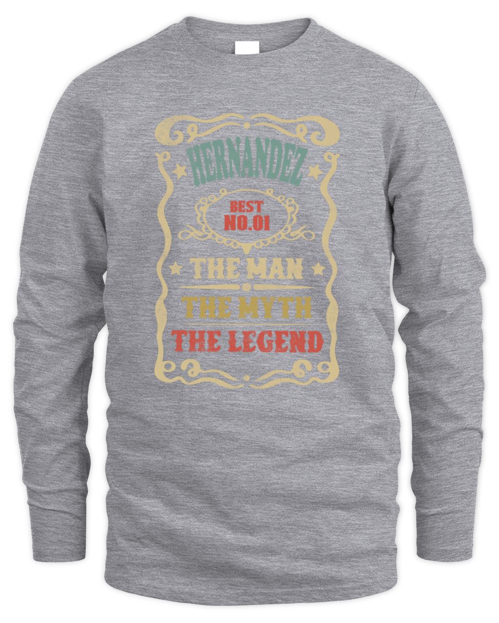 The Man The Myth The Legend Vintage Gold Wine Shirt HERNANDEZ M1-52 / Men's Long Sleeved T-Shirt / sport grey