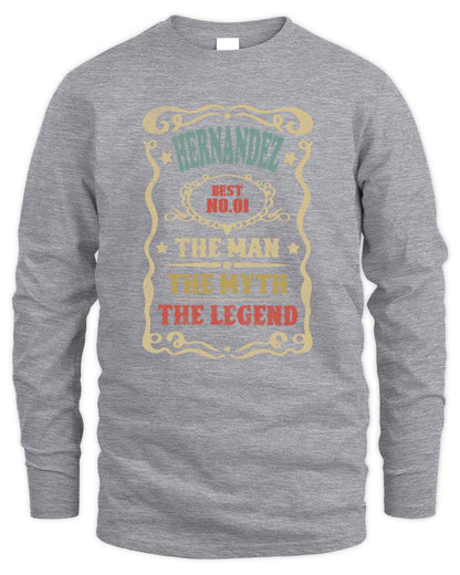 The Man The Myth The Legend Vintage Gold Wine Shirt HERNANDEZ M1-52 / Men's Long Sleeved T-Shirt / sport grey