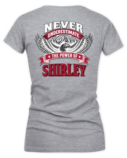 Never Underestimate Your Name Eagle Mountain Shirt SHIRLEY M1-61 / Women's V-Neck T-Shirt / sport grey