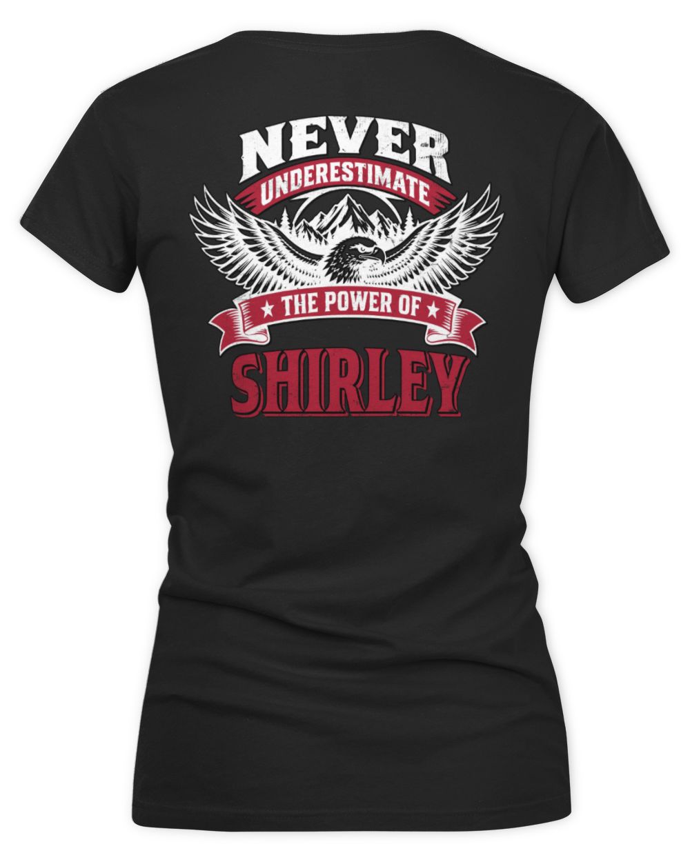 Never Underestimate Your Name Eagle Mountain Shirt SHIRLEY M1-61 / Women's V-Neck T-Shirt / black