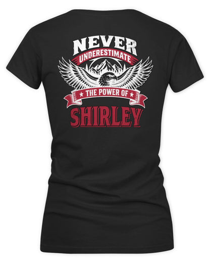 Never Underestimate Your Name Eagle Mountain Shirt SHIRLEY M1-61 / Women's V-Neck T-Shirt / black