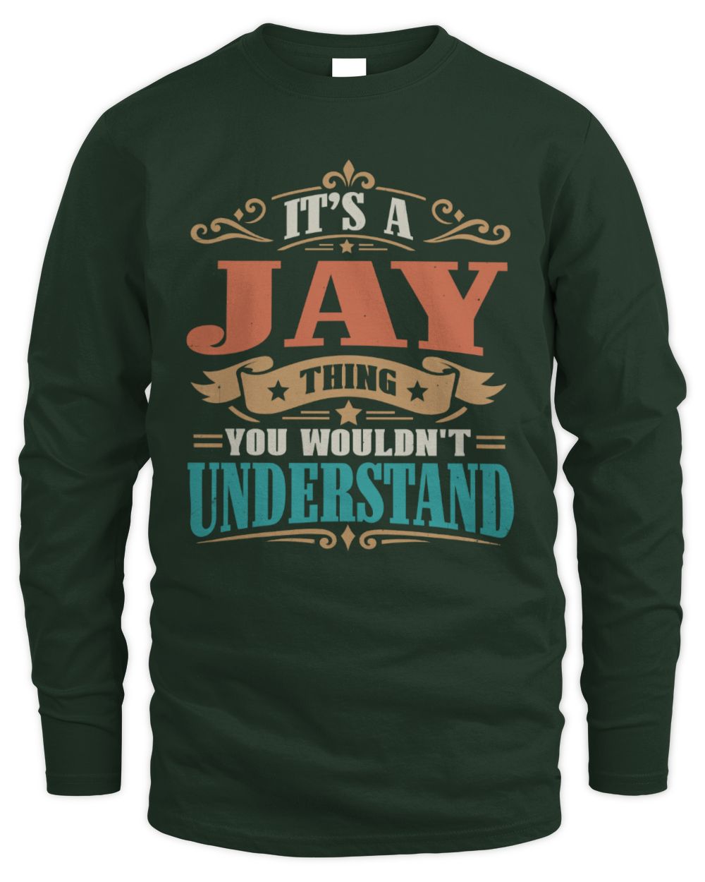It’s a Name Thing Personalized Retro T-Shirt JAY M1-47 / Men's Long Sleeved T-Shirt / forest green