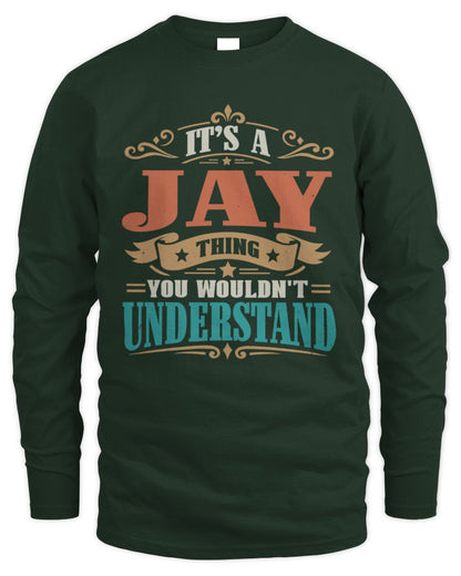 It’s a Name Thing Personalized Retro T-Shirt JAY M1-47 / Men's Long Sleeved T-Shirt / forest green