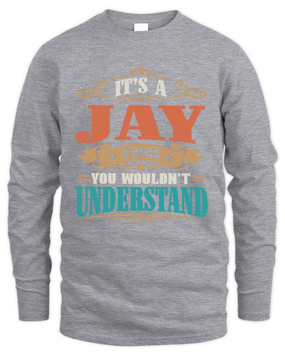 It’s a Name Thing Personalized Retro T-Shirt JAY M1-47 / Men's Long Sleeved T-Shirt / sport grey
