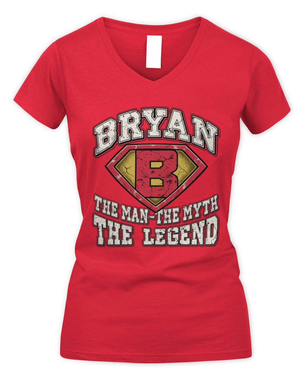 The Man The Myth The Legend Superman Graphic T-Shirt BRYAN M1-74 / Women's V-Neck T-Shirt / red