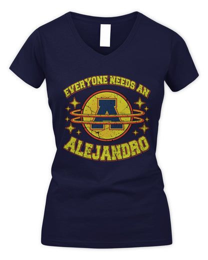 Everyone Needs a Your Name Shirt ALEJANDRO M1-76 / Women's V-Neck T-Shirt / navy
