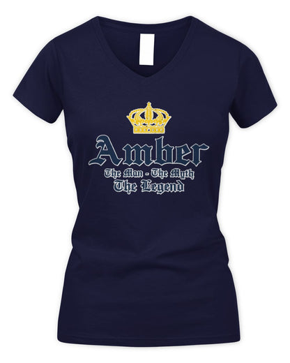 The Man The Myth The Legend Corona Beer T-Shirt AMBER M1-S83 / Women's V-Neck T-Shirt / navy